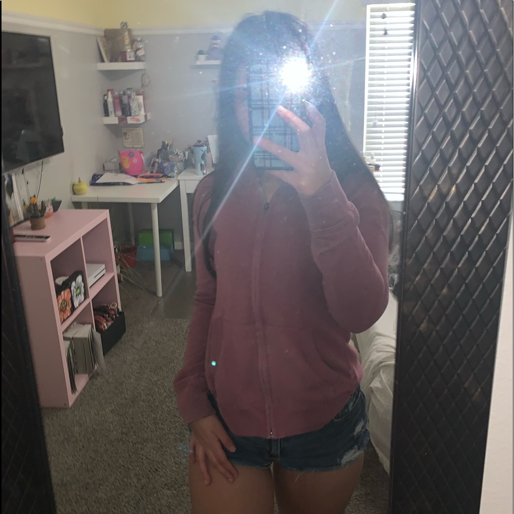maroon zip up jacket